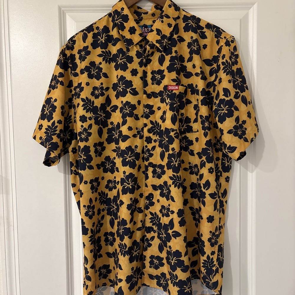 DIXXON Shirt Adult Mens Large Yellow‎ Aloha Series Short Sleeve Hawaiian D lite